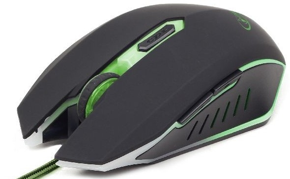 GEMBIRD MUSG-001-G Gaming optical mouse, illuminated green, Dimensions 130 x 72 x 41 mm, 400-2400 Dpi, black