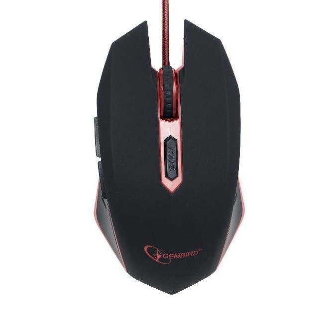 GEMBIRD MUSG-001-R Gaming optical mouse, illuminated red, Dimensions 130 x 72 x 41 mm, 400-2400 Dpi, black,