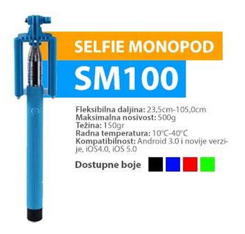 SELFIE STAP GIGATECH SM100 CRNI