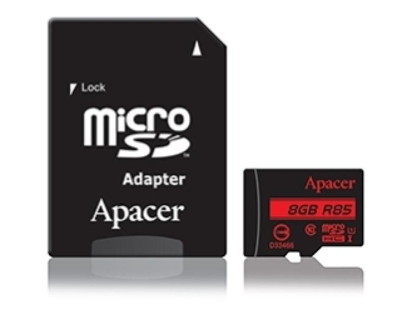 APACER UHS-I U1 MicroSDHC 8GB class 10 + Adapter AP8GMCSH10U5-R 