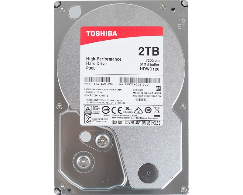 TOSHIBA 2TB 3.5 SATA III 64MB 7.200rpm HDWD120UZSVA P300 series bulk 