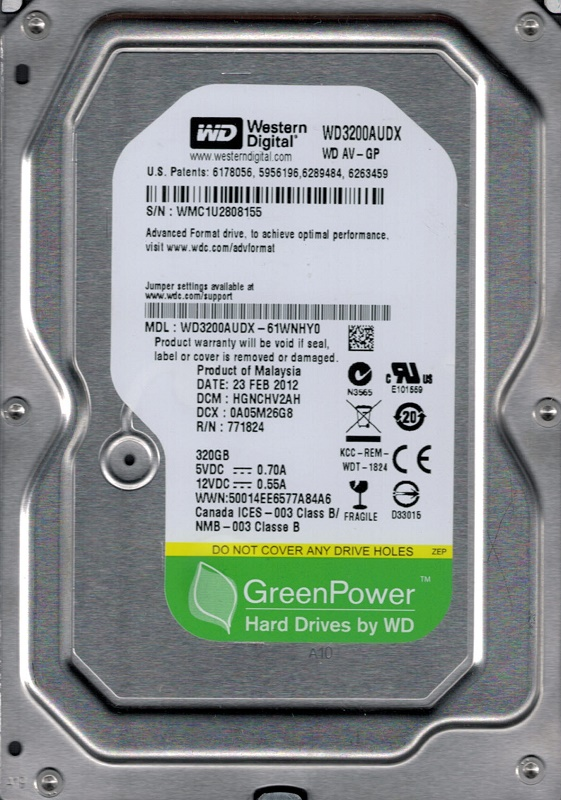 WD 3.5 320GB WD3200AUDX SATA3 7200 32MB